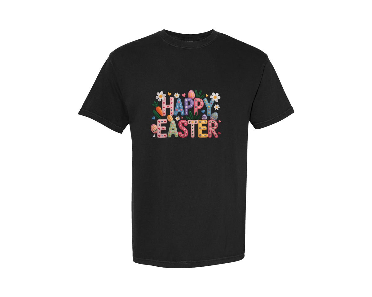 brand:Comfort Colors|color:Black|Latch Yarn Happy Easter 12 Graphic T-Shirt