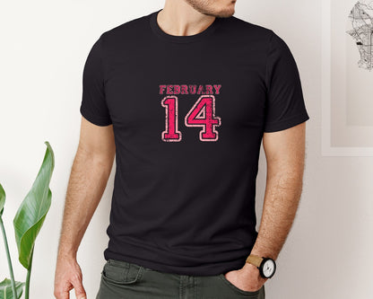 brand:Bella Canvas|color:Black|February 14 Varsity Valentines 5 Graphic T-Shirt