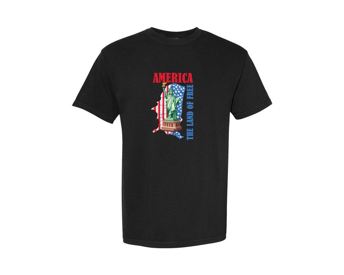 brand:Comfort Colors|color:Black|America The Land Of Free Graphic T-Shirt