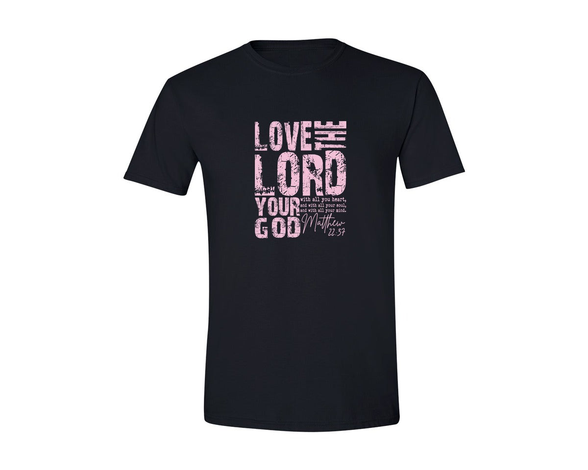 brand:Generic|color:Black|Love The Lord Your God Vintage Christian Graphic T-Shirt