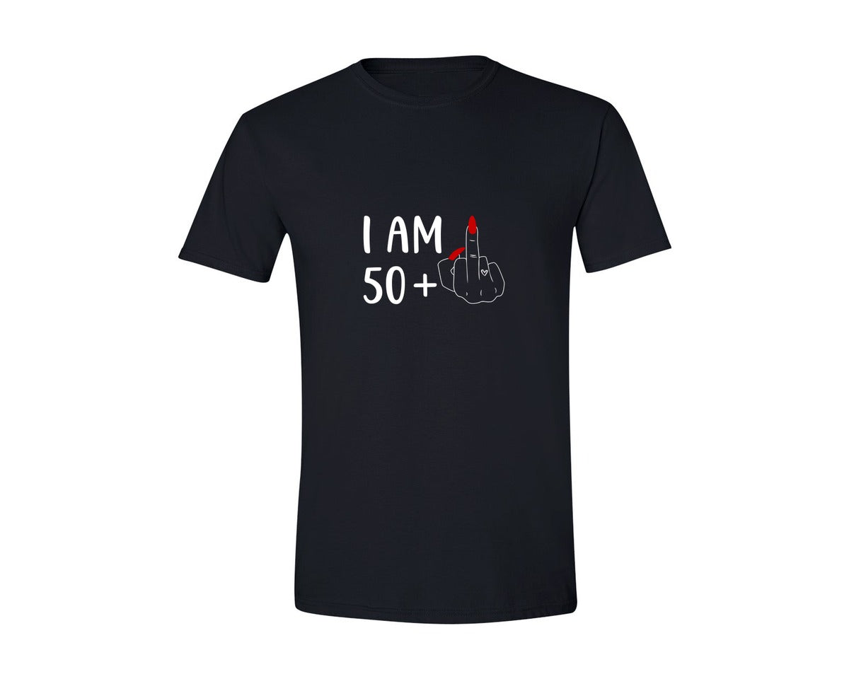 brand:Generic|color:Black|I Am 50 Plus 1 Middle Finger Birthday T Graphic T-Shirt