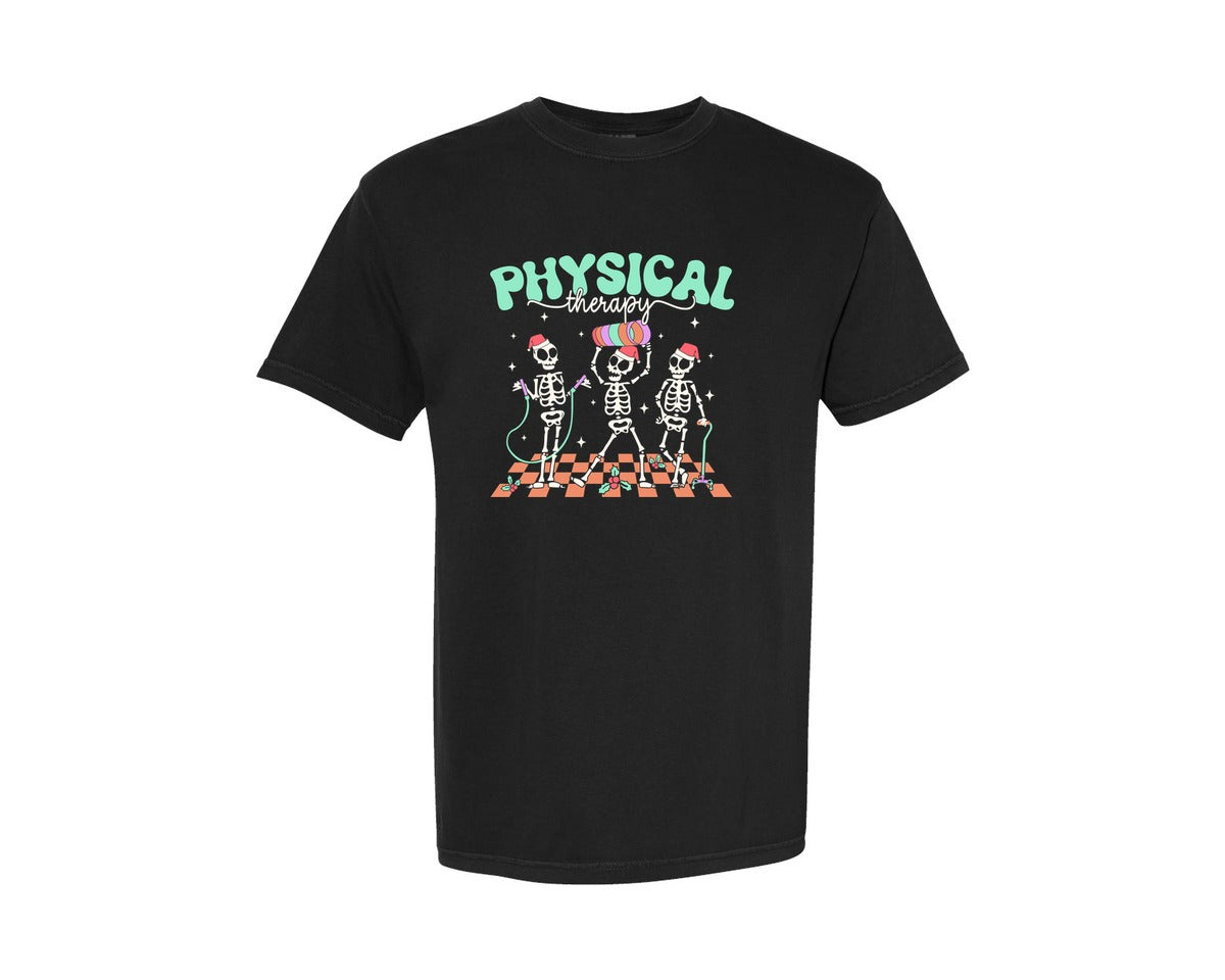 brand:Comfort Colors|color:Black|Physical Therapy Skeletons Graphic T-Shirt