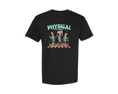 brand:Comfort Colors|color:Black|Physical Therapy Skeletons Graphic T-Shirt