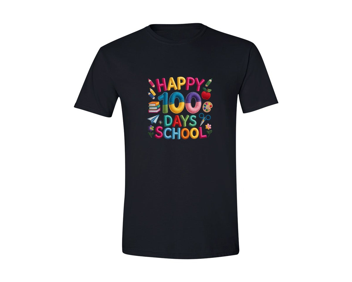 brand:Generic|color:Black|Knitted Happy 100 Days Of School 2 Graphic T-Shirt