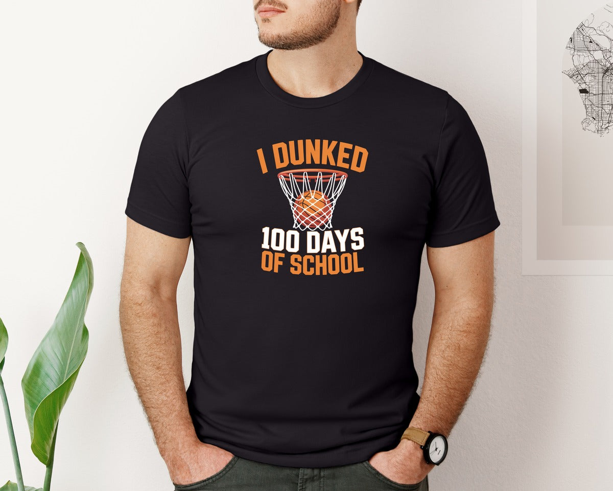 brand:Bella Canvas|color:Black|I Dunked 100 Days Of School Graphic T-Shirt