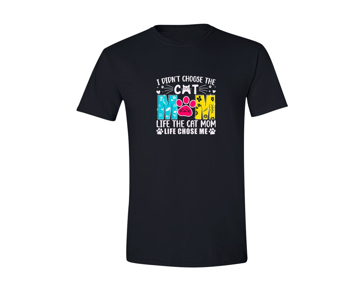 brand:Generic|color:Black|Funny Cat Mom Life Graphic T-Shirt
