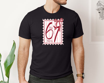 brand:Bella Canvas|color:Black|Six Seven Christmas Stamp 67 Graphic T-Shirt