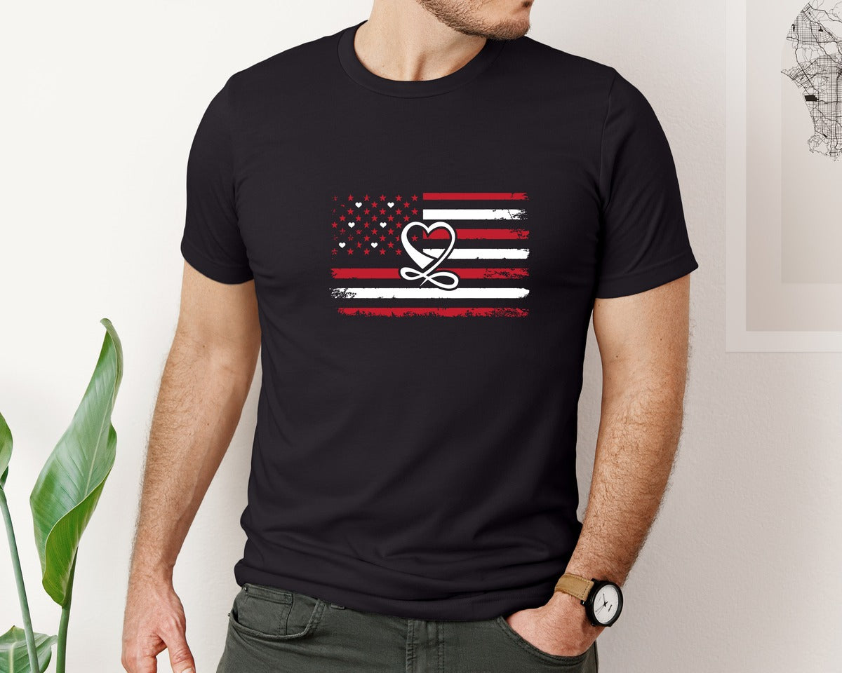 brand:Bella Canvas|color:Black|Valentine Flag Vector Tshirt Design Graphic T-Shirt