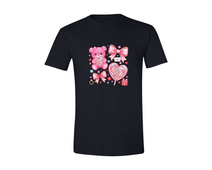 brand:Generic|color:Black|Valentines Day Coquette Bow Graphic T-Shirt