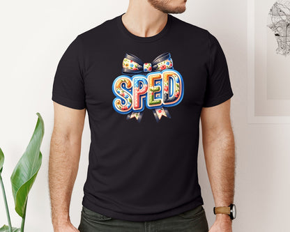 brand:Bella Canvas|color:Black|Sped School Chinoiserie Bow Graphic T-Shirt