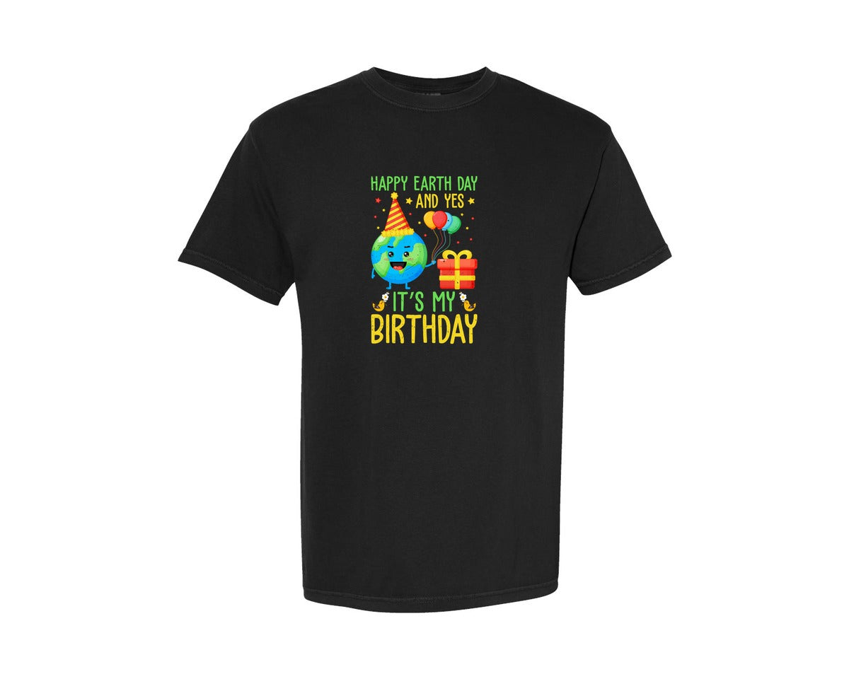 brand:Comfort Colors|color:Black|Happy Earth Day Birth Day T Shirt Graphic T-Shirt