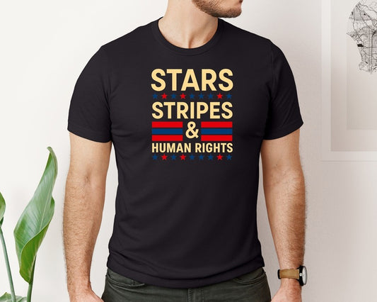 Stars Stripes And Human Rights Vintage Graphic T-Shirt