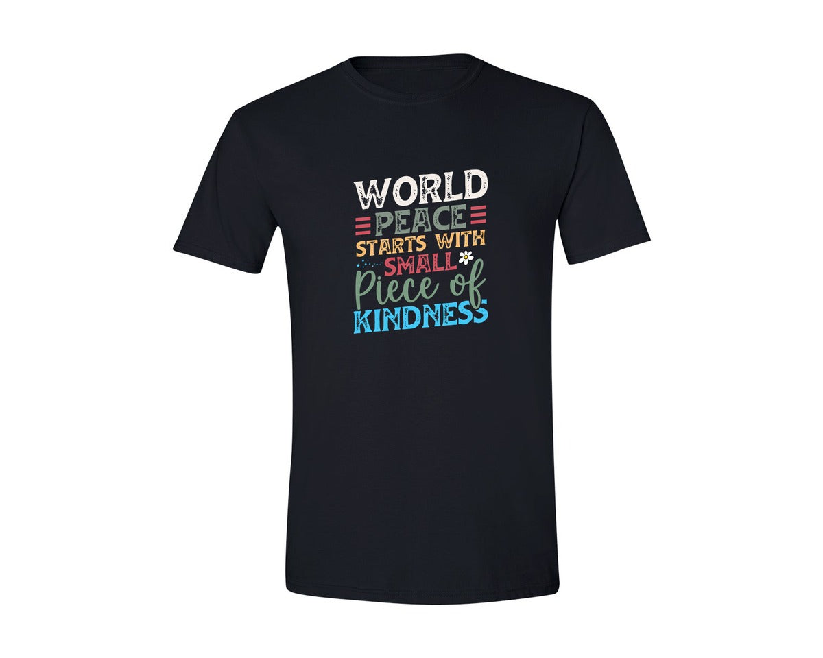brand:Generic|color:Black|World Peace Starts With Small Piece Graphic T-Shirt