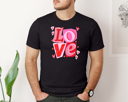 brand:Bella Canvas|color:Black|Love Valentine Ransom Letter Graphic T-Shirt