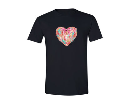 brand:Generic|color:Black|Valentine Brushstroke Love Heart Xoxo Graphic T-Shirt