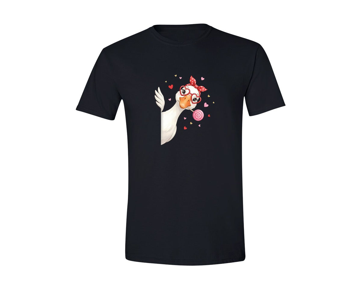 brand:Generic|color:Black|Cute Valentine Goose 4 Graphic T-Shirt