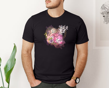 brand:Bella Canvas|color:Black|Worlds Best Auntie Heart Graphic T-Shirt