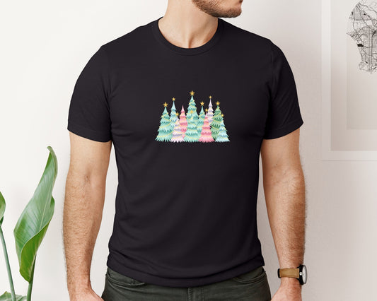 Cute Pink And Blue Christmas Trees 2 Graphic T-Shirt