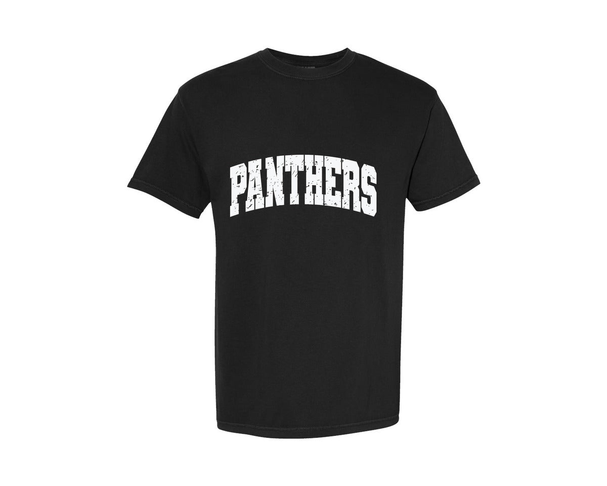 brand:Comfort Colors|color:Black|Retro Panthers Distressed Panther Graphic T-Shirt