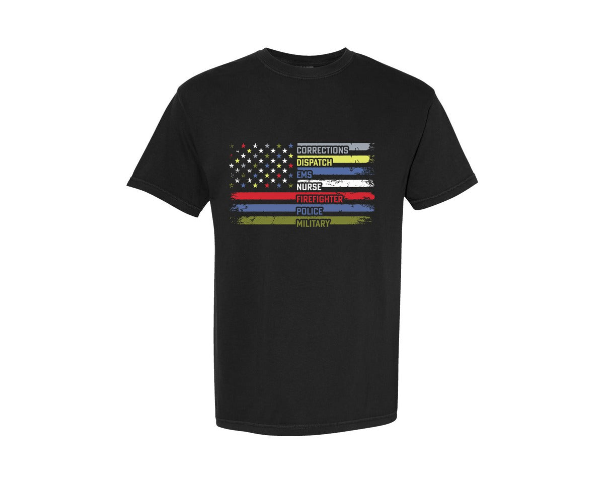 brand:Comfort Colors|color:Black|Retro Military Corrections Dispatch Ems Graphic T-Shirt