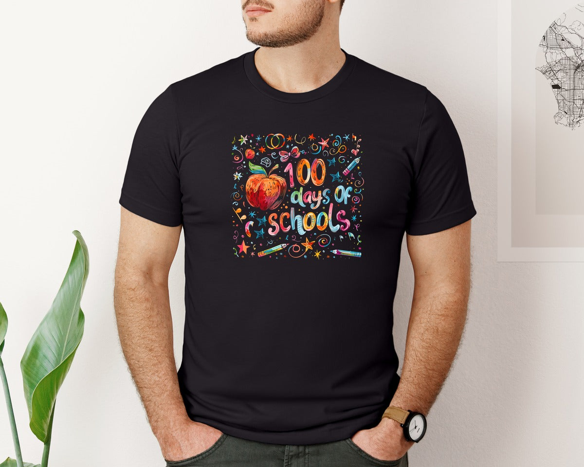 brand:Bella Canvas|color:Black|100 Days Of School Coquette 42 Graphic T-Shirt