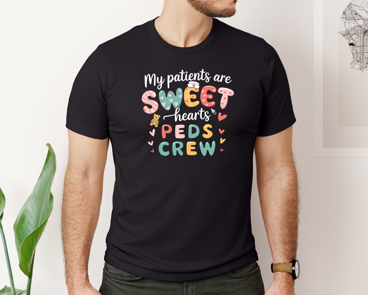 brand:Bella Canvas|color:Black|My Patients Are Sweet Hearts Peds Graphic T-Shirt