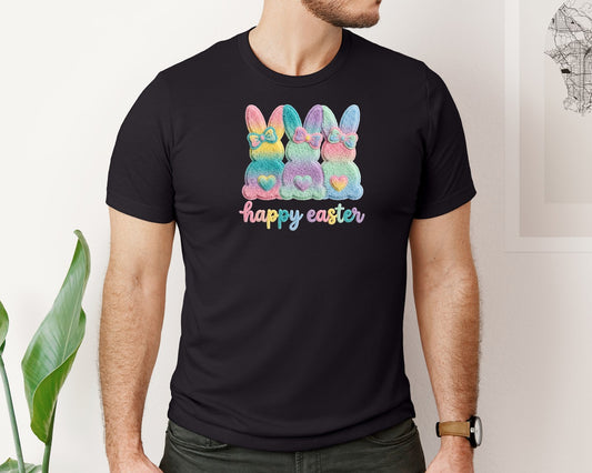 Faux Yarn Happy Easter Bunnies Graphic T-Shirt