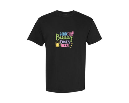 brand:Comfort Colors|color:Black|Some Bunny Loves Beer Easter 2 Graphic T-Shirt