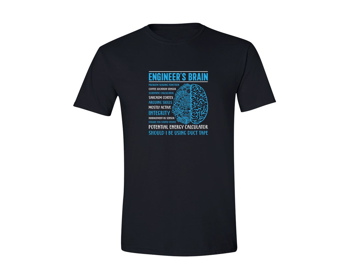 brand:Generic|color:Black|Funny Engineers Brain T Shirt Design Graphic T-Shirt