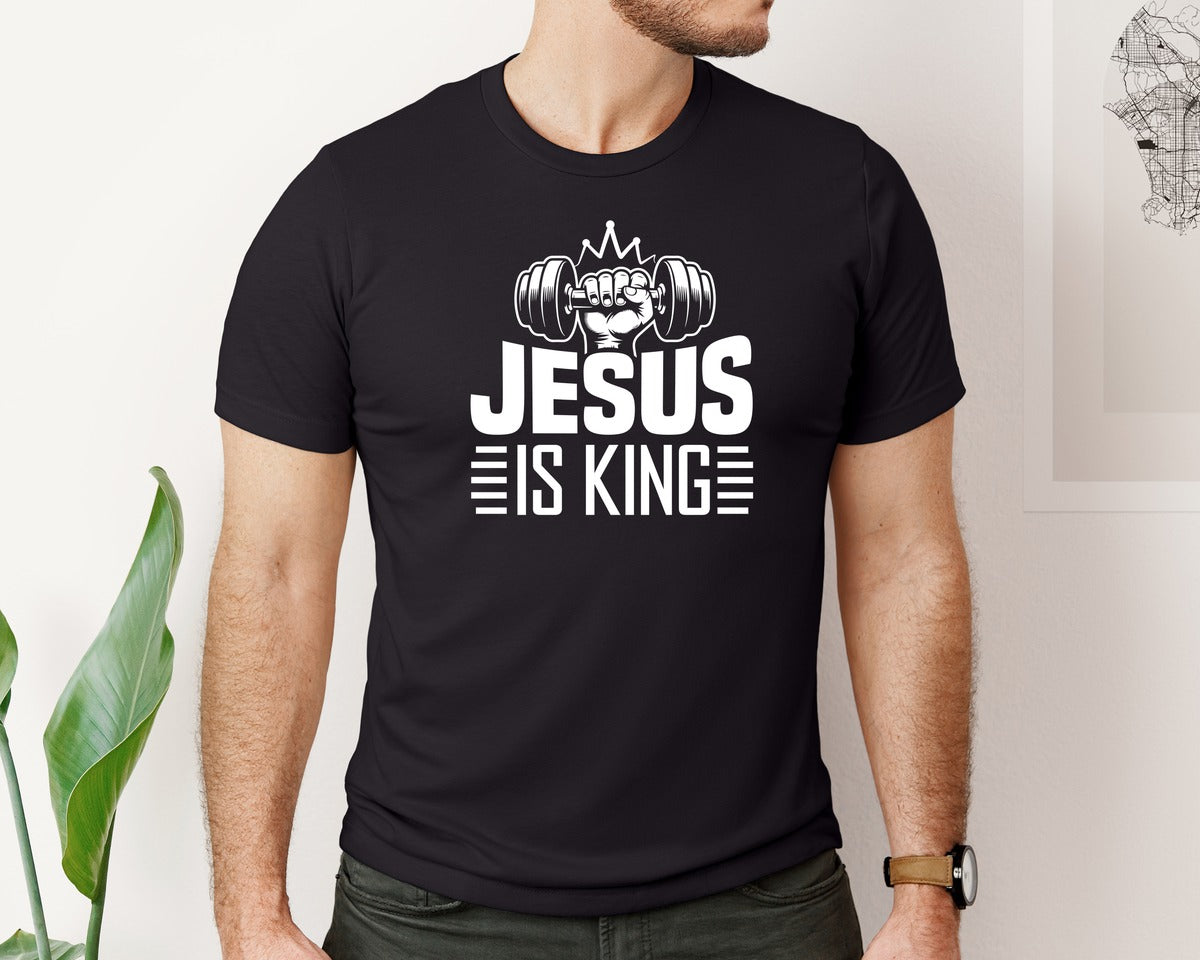 brand:Bella Canvas|color:Black|Jesus Is King Shirt Gym And Jesus Graphic T-Shirt
