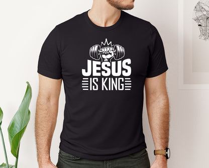brand:Bella Canvas|color:Black|Jesus Is King Shirt Gym And Jesus Graphic T-Shirt