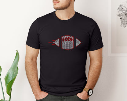 brand:Bella Canvas|color:Black|About Printable Football Rhinestone Temp 2 Graphic T-Shirt