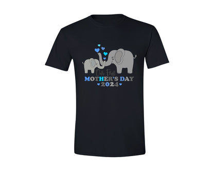 brand:Generic|color:Black|Our First Mothers Day Elephant Mom Baby Graphic T-Shirt