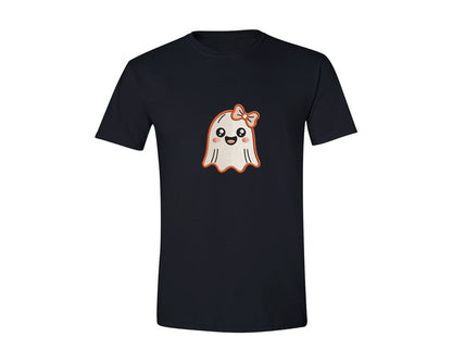 brand:Generic|color:Black|Happy Cute Ghost Embroidery Graphic T-Shirt