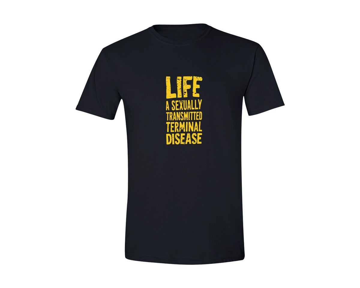 brand:Generic|color:Black|Life Is A Terminal Desease Dark Humor Graphic T-Shirt