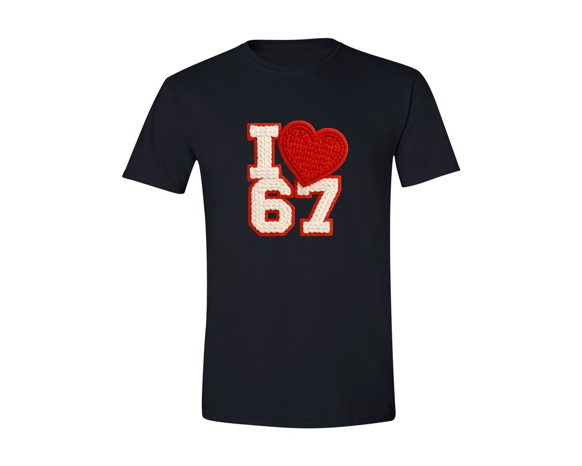 brand:Generic|color:Black|Yarn Crochet Says 6 7 Love Graphic T-Shirt