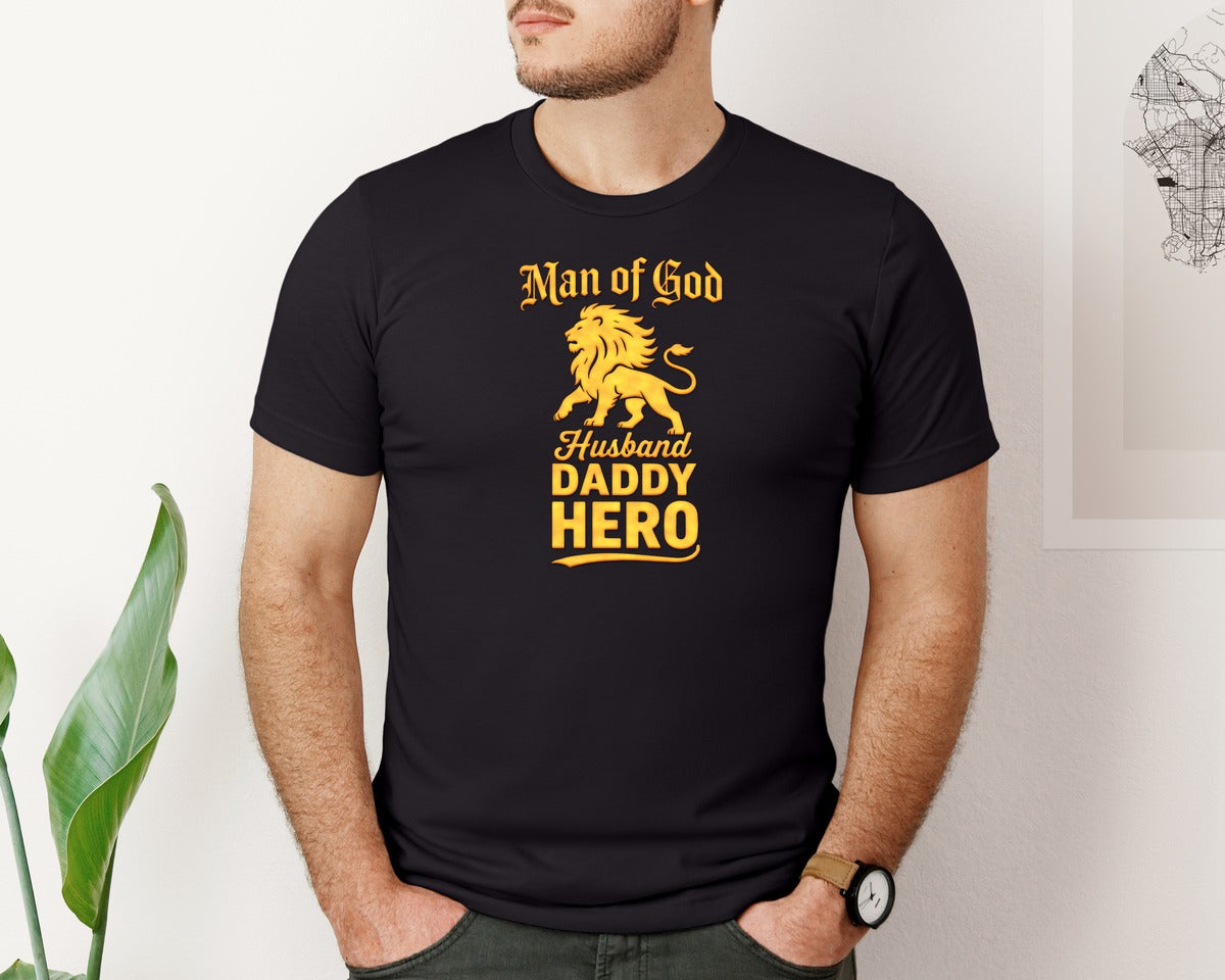 brand:Bella Canvas|color:Black|Mens Christian Man Of God Husband Graphic T-Shirt