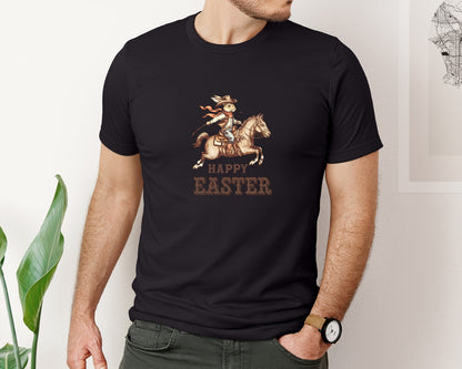 brand:Bella Canvas|color:Black|Happy Easter Western Cowboy Bunny Ostern 2 Graphic T-Shirt