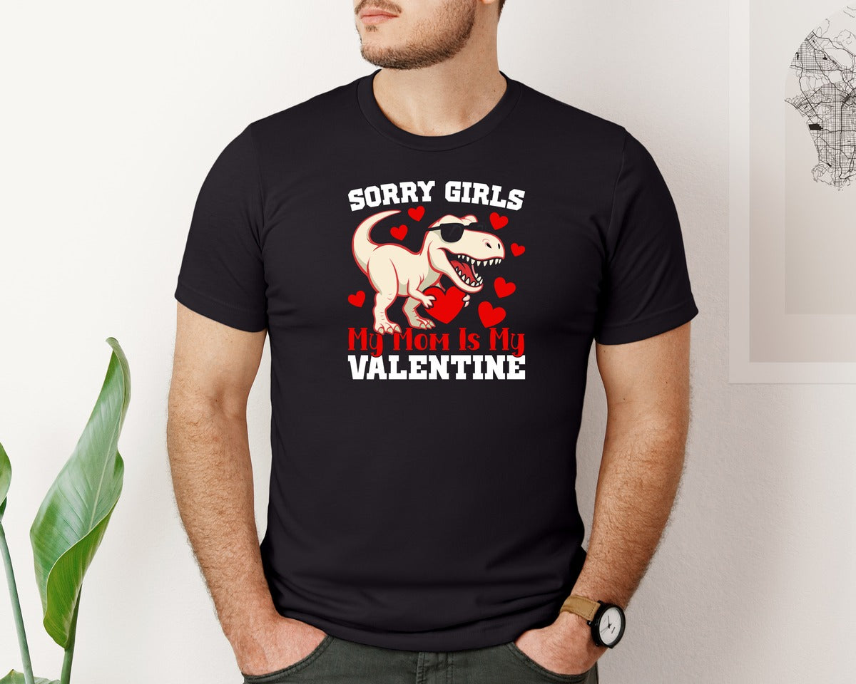 brand:Bella Canvas|color:Black|Dino Mom Valentines Day T Shirt Graphic T-Shirt