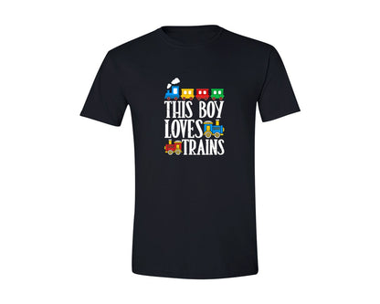 brand:Generic|color:Black|This Boy Loves Trains T Shirt Design 2 Graphic T-Shirt