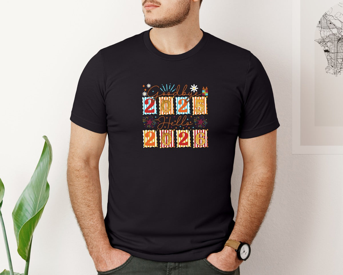 brand:Bella Canvas|color:Black|Happy New Year 2026 6 Graphic T-Shirt