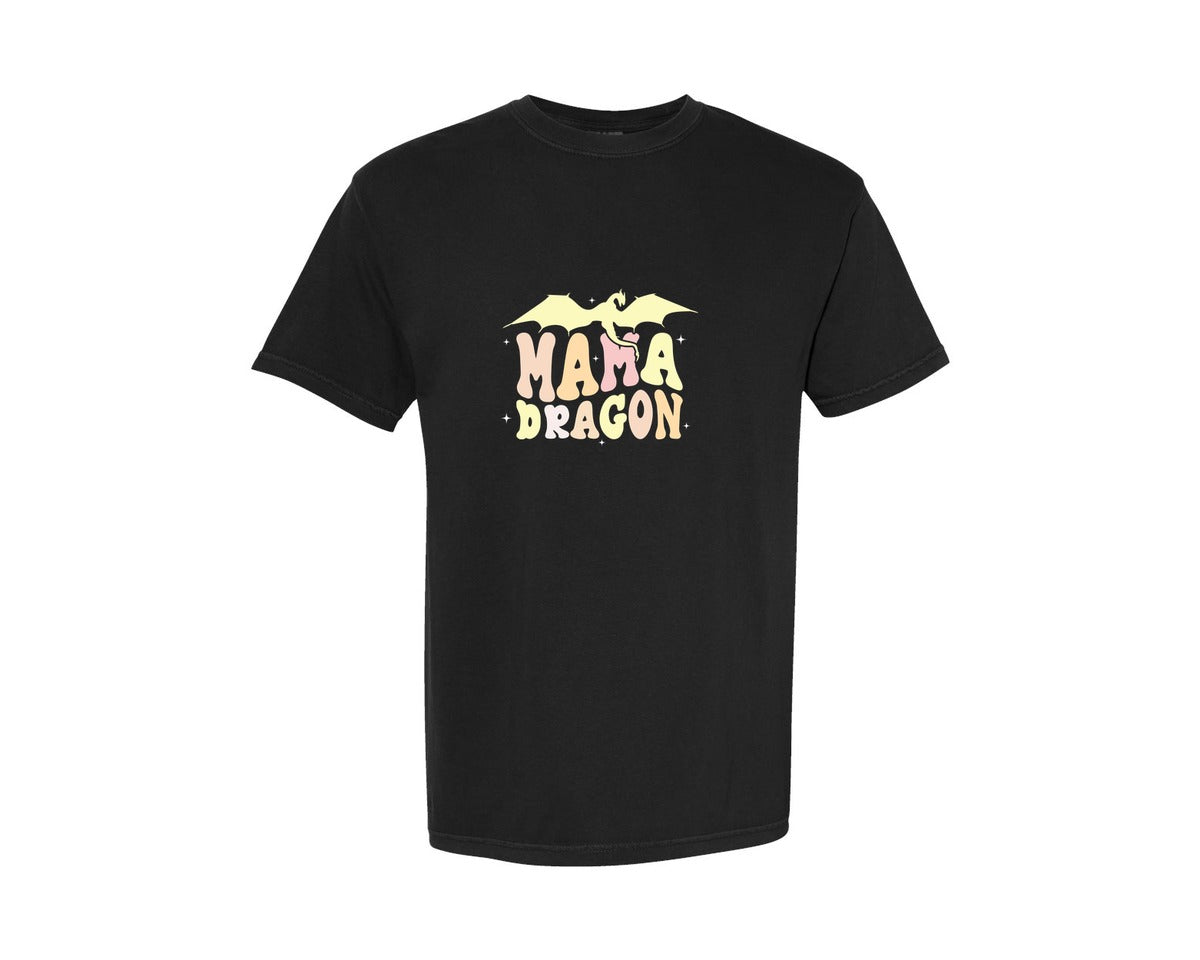 brand:Comfort Colors|color:Black|Mama Dragons Mothers Day Design Graphic T-Shirt