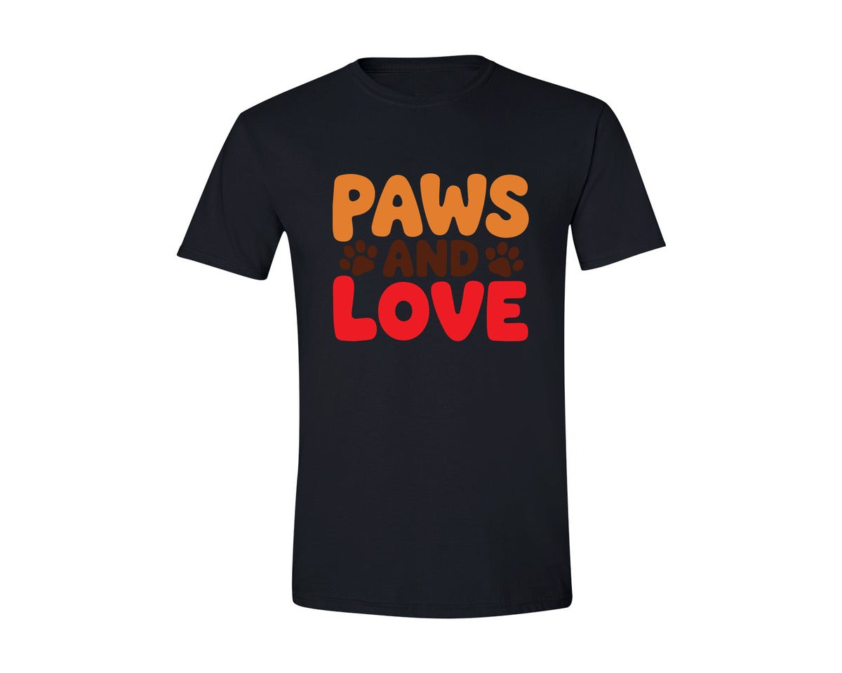 brand:Generic|color:Black|Paws And Love Pet Quote Graphic T-Shirt