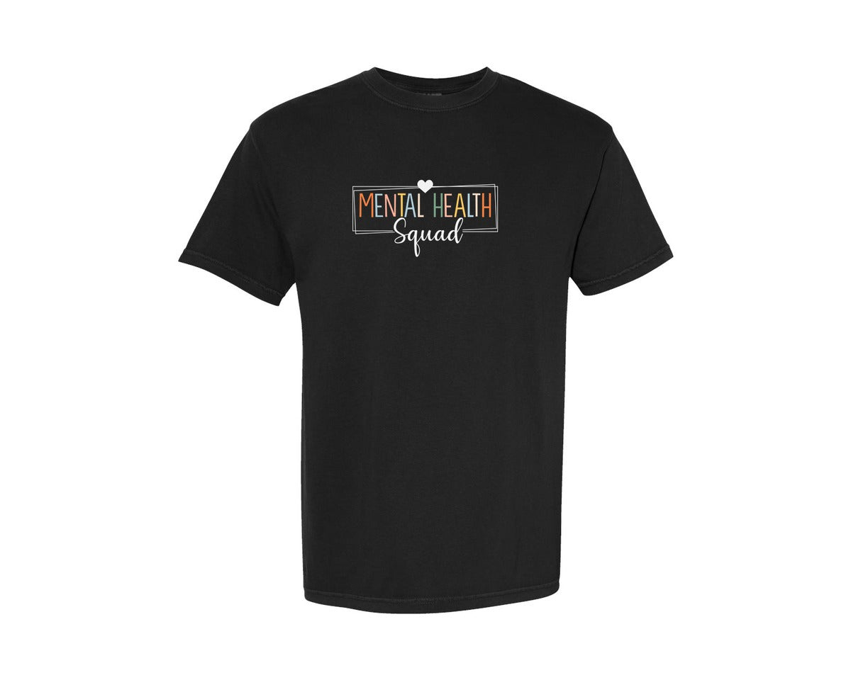 brand:Comfort Colors|color:Black|Mental Health Squad Brain Illness Mental Graphic T-Shirt