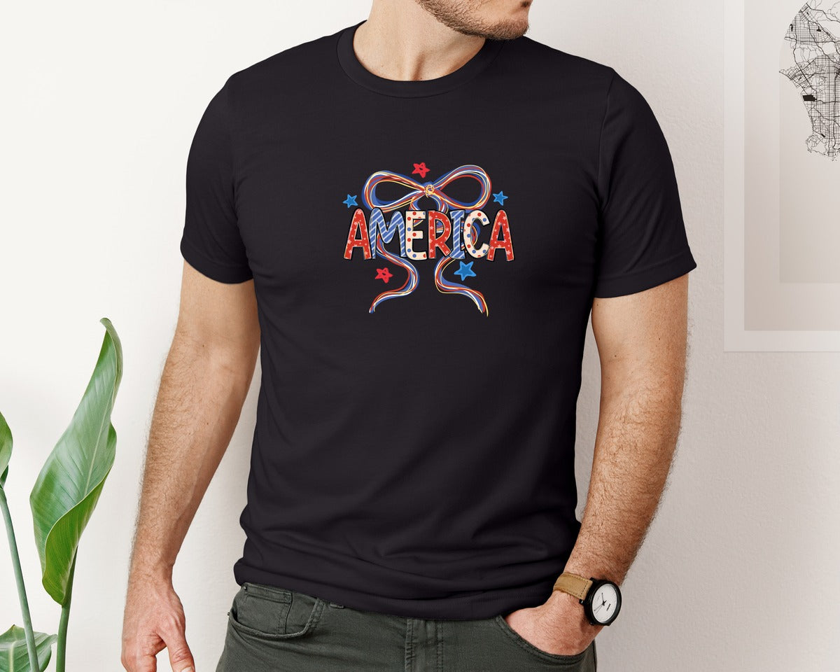 brand:Bella Canvas|color:Black|Coquette America 4Th Of July Graphic T-Shirt