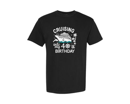 brand:Comfort Colors|color:Black|40Th Birthday Cruise 40 Cruising Graphic T-Shirt