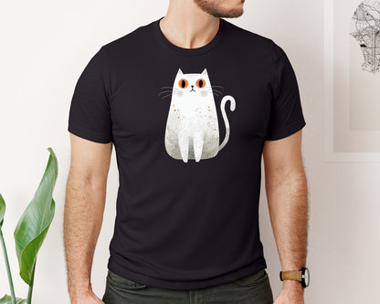 brand:Bella Canvas|color:Black|Halloween Ghost And Cat 18 Graphic T-Shirt