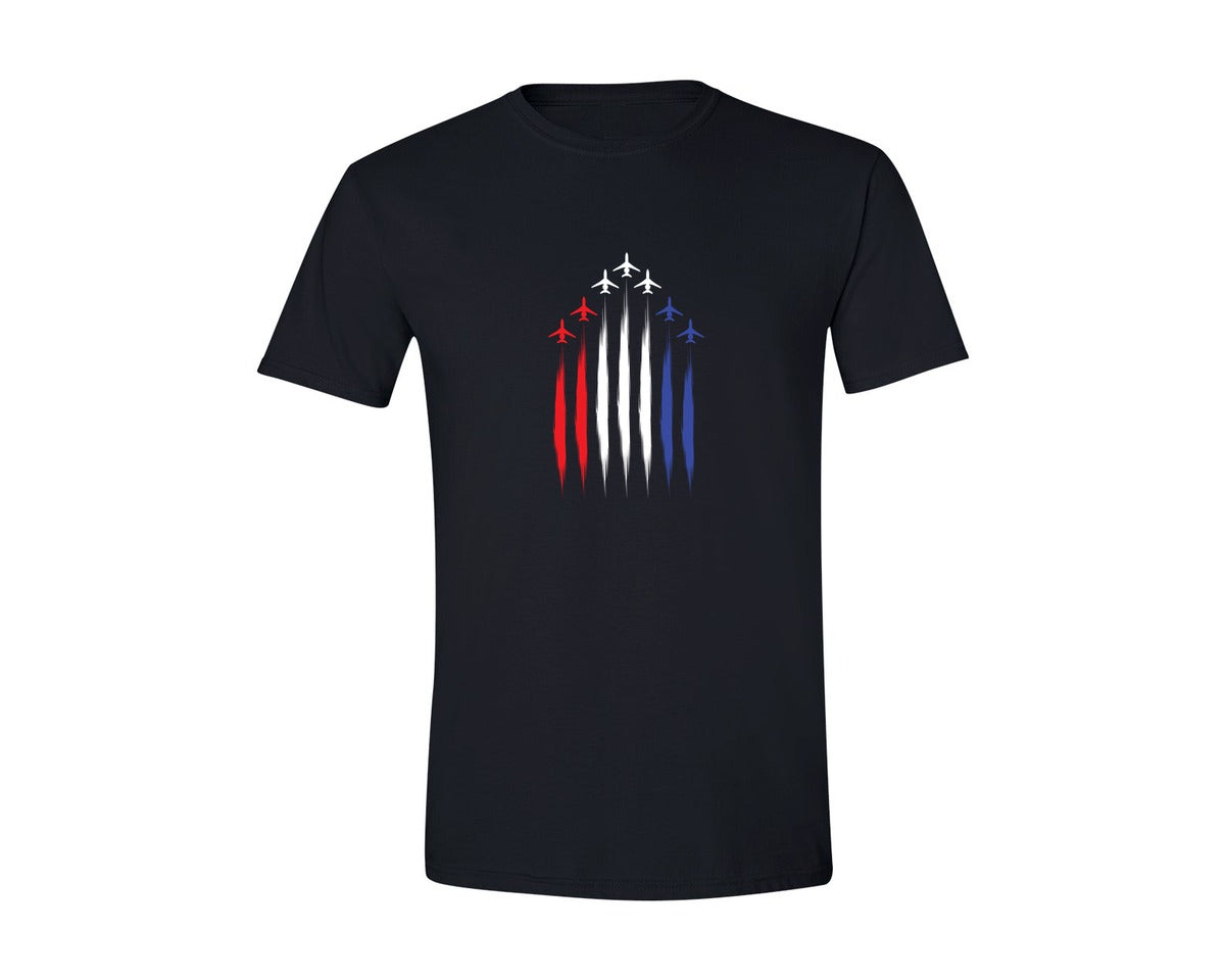 brand:Generic|color:Black|Womens Red White Blue Air Force Flyover Graphic T-Shirt