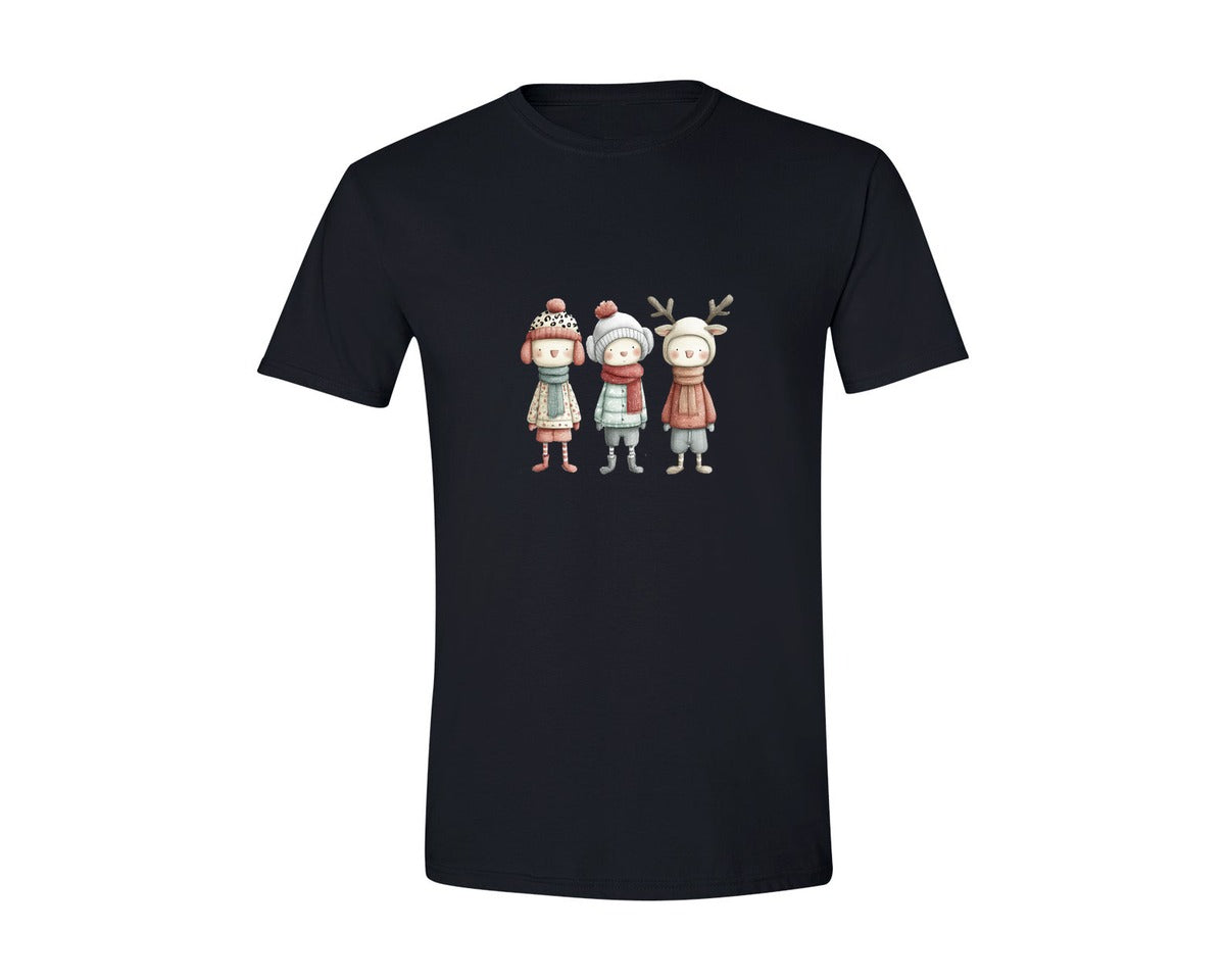 brand:Generic|color:Black|Whimsical Winter Christmas Girl 9 Graphic T-Shirt