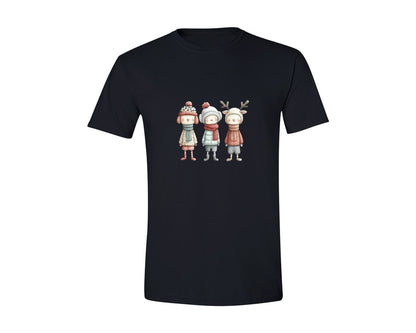brand:Generic|color:Black|Whimsical Winter Christmas Girl 9 Graphic T-Shirt
